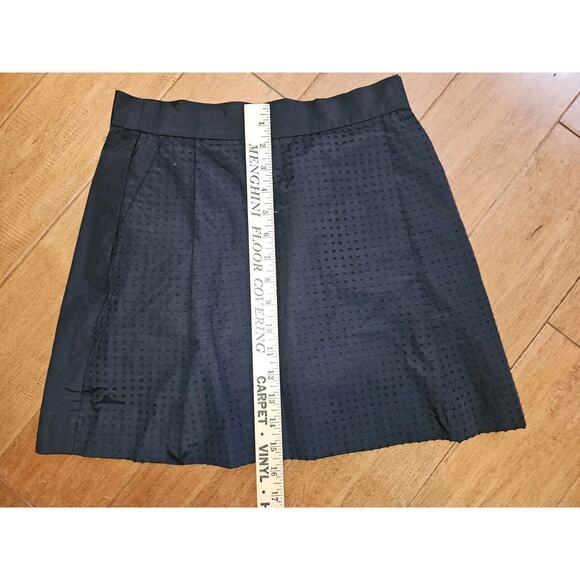 NWT! Kate Spade Saturday Black Mini Skirt Sz4 Pockets & Pleats Perforated Cotton - Picture 9 of 10
